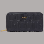 Portafoglio grande Liu Jo nero con logo a rilievo e chiusura con zip