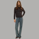Vero Moda donna pullover paricollo nero con texture multicolore e dettaglio cuciture