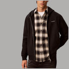 Felpa con zip e cappuccio Calvin Klein micro logo nero senza fantasie