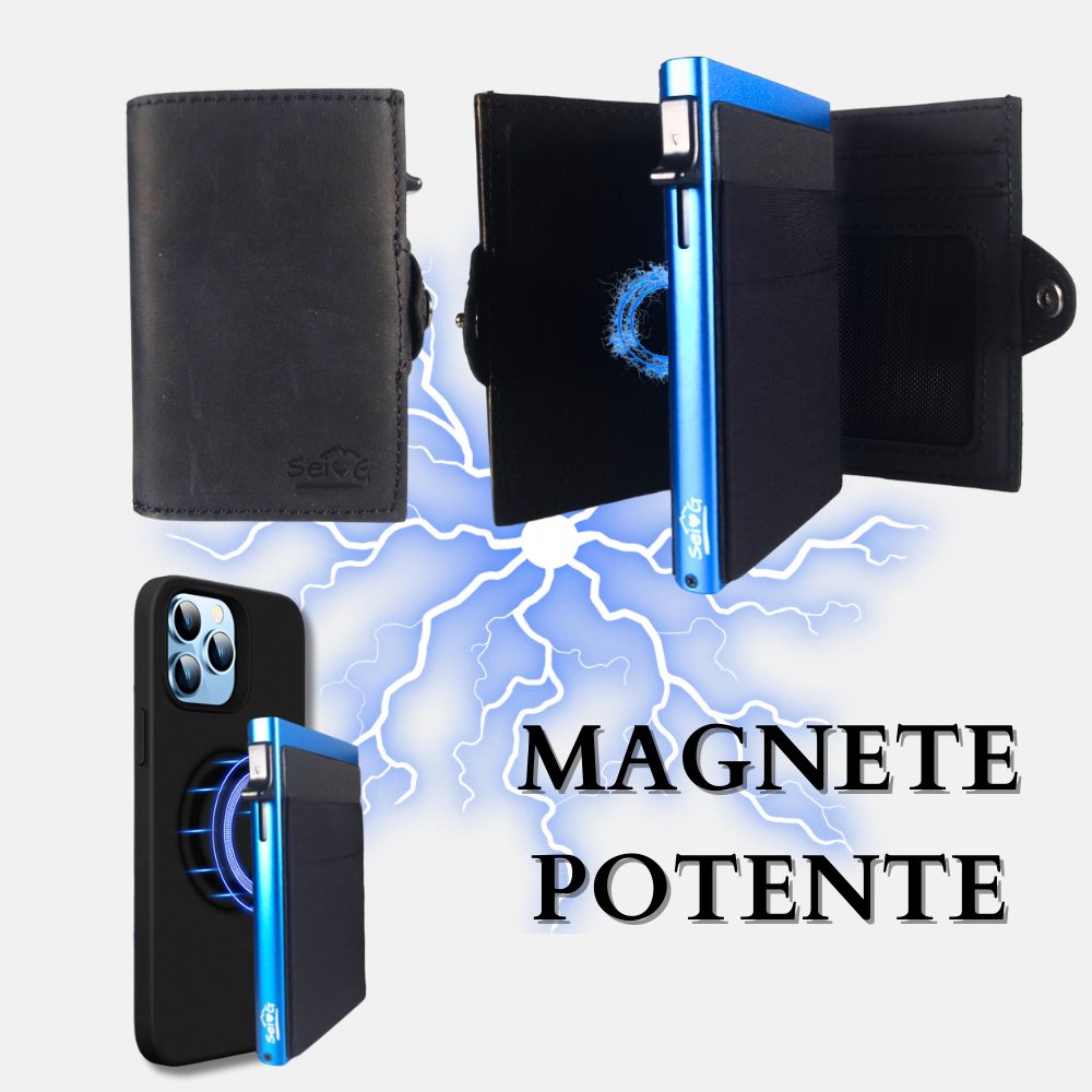 Sei G portacarte safe magnetic royal con custodia in pelle nera Portafogli SEI G