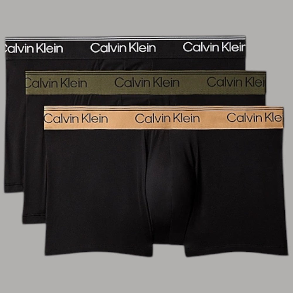 Calvin Klein Boxer Micro Stretch neri con elastico con logo, confezione da 3 pezzi