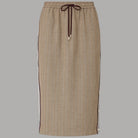 Gonna midi Liu Jo con tape laterale in tessuto beige con fantasia a righe e coulisse in vita
