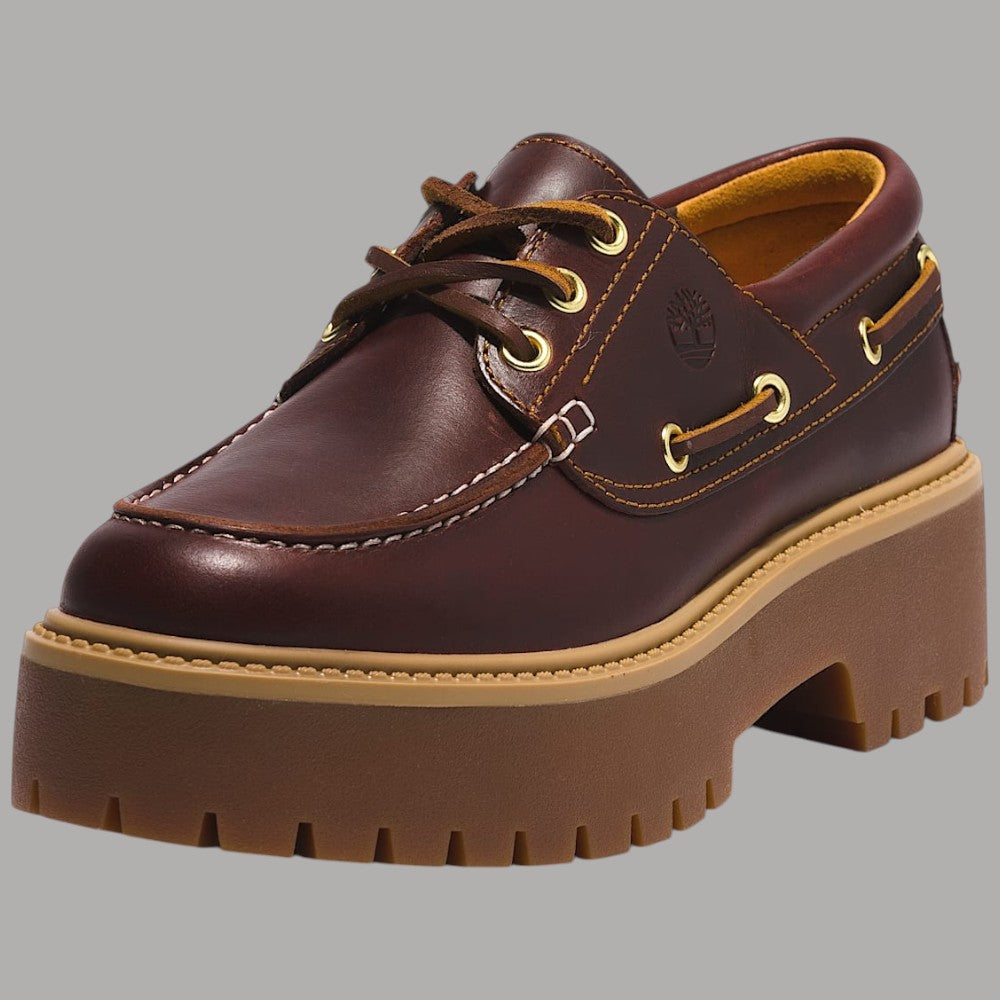 Scarpa da donna Timberland marrone con plateau Stone Street, dettagli con occhielli dorati