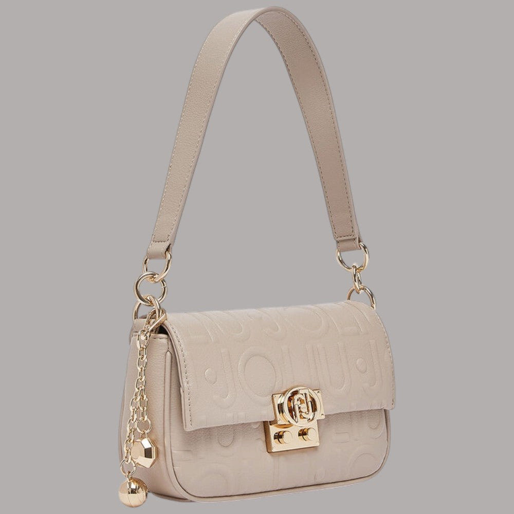 Borsa piccola Liu Jo Adiva crossbody beige con dettagli oro e logo embossato