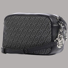 Liu Jo borsa a tracolla in tessuto jacquard nero con dettagli in pelle e catena argentata