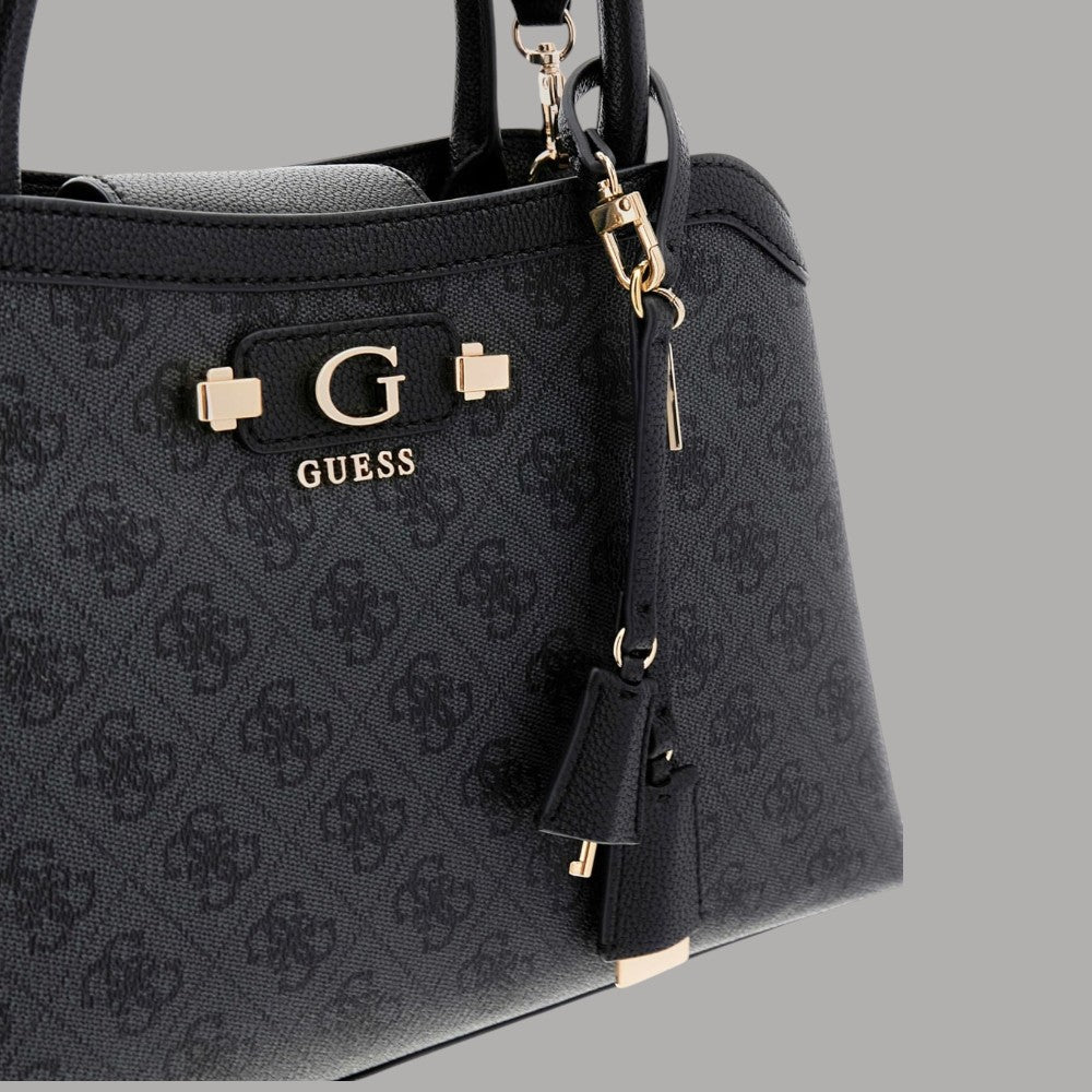 Borsa a mano Guess nera con fibbia e tracolla regolabile, pendente in pelle