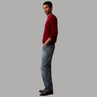 Maglione Calvin Klein in lana merino rosso con collo a giro, maniche lunghe e stile classico