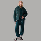 Giubbotto imbottito over size Liu Jo verde smeraldo con cappuccio e zip frontale