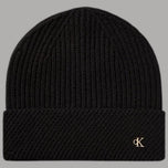 Berretto donna Calvin Klein nero in misto lana con logo CK