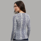 Liu Jo T-shirt manica lunga stampata con fantasia animalier in tonalità di grigio, dettaglio logo frontale