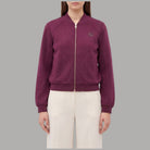 Felpa scuba Liu Jo con logo strass colore bordeaux con zip frontale