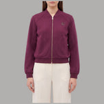 Felpa scuba Liu Jo con logo strass colore bordeaux con zip frontale