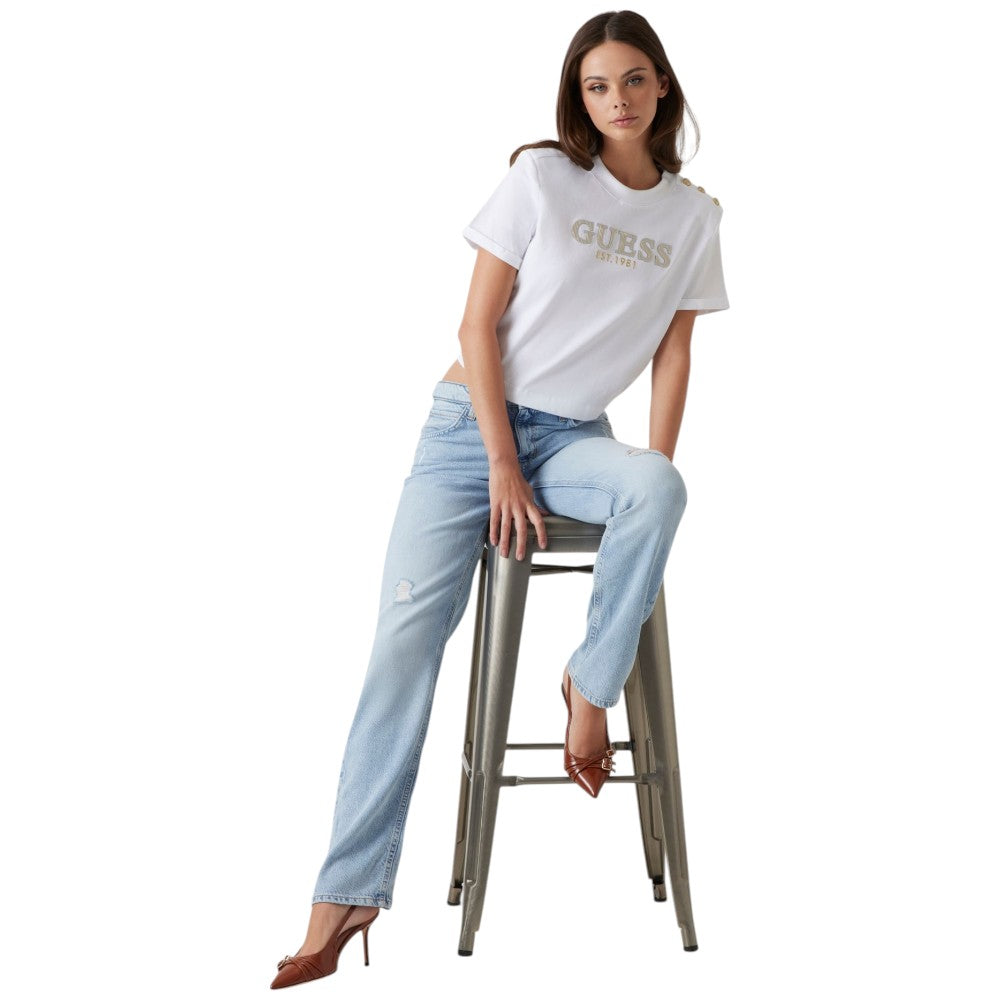Guess t-shirt bianca cropped W5GI15 K8FQ4 G011 T-shirt Guess