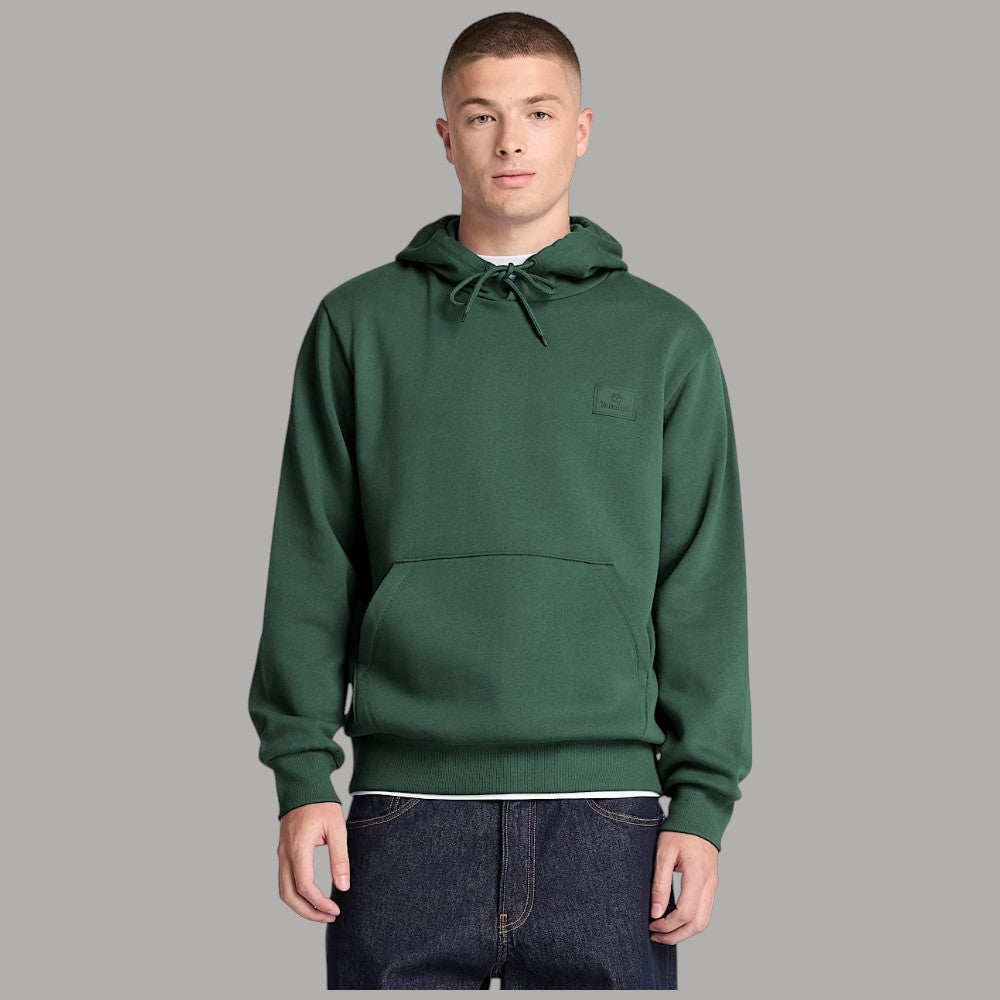 Felpa con cappuccio Timberland verde oliva con logo in silicone