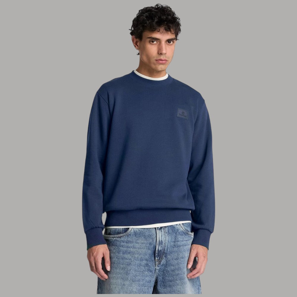 Felpa girocollo Timberland con badge siliconico e logo sul petto