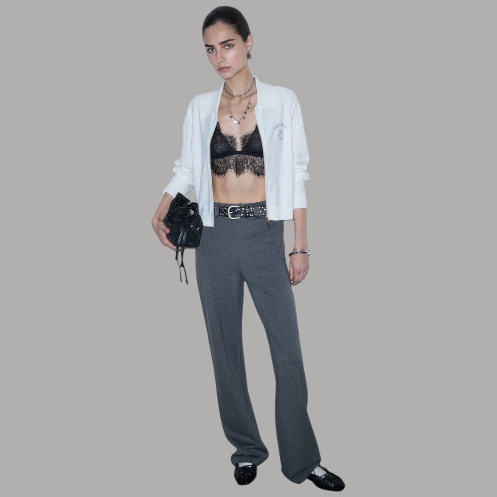 Pantaloni regular fit in punto milano Liu Jo grigi con tasche e tessuto strutturato