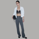 Pantaloni regular fit in punto milano Liu Jo grigi con tasche e tessuto strutturato