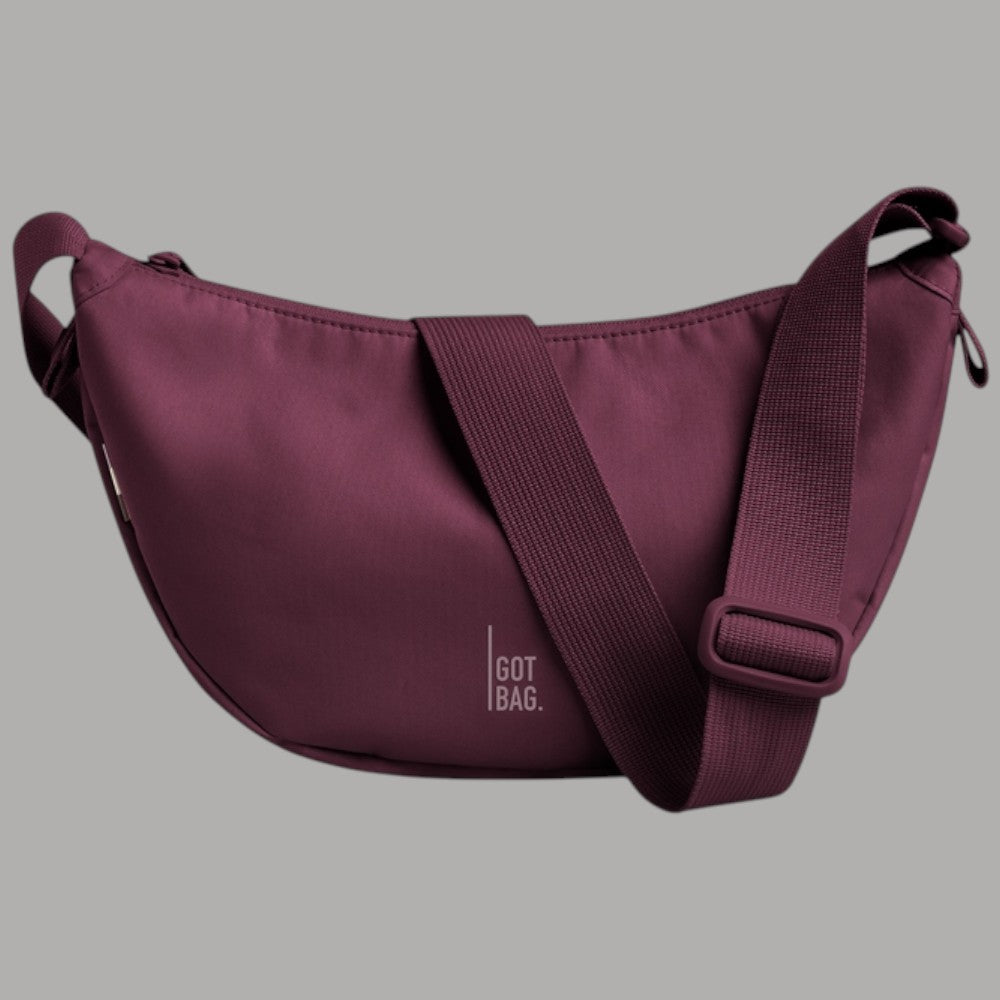 Borsa a spalla GOT BAG Moon Bag piccola in tessuto idrorepellente color bordeaux