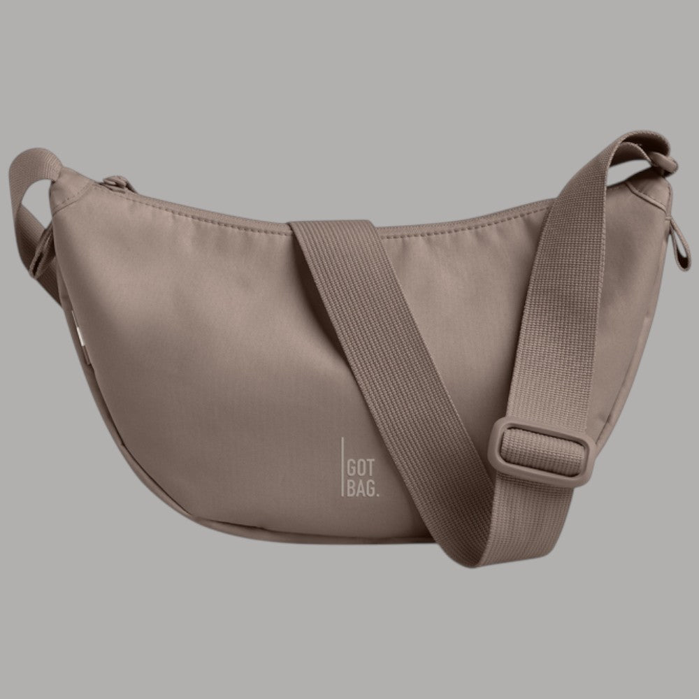 GOT BAG Moon Bag piccola in tessuto idrorepellente beige con tracolla larga