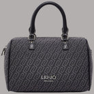Borsa bauletto piccola Liu Jo con motivo monogramma grigio scuro e manici