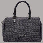 Borsa bauletto piccola Liu Jo con motivo monogramma grigio scuro e manici