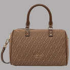 Borsa bauletto piccola Liu Jo naturale con motivo monogramma all-over e logo