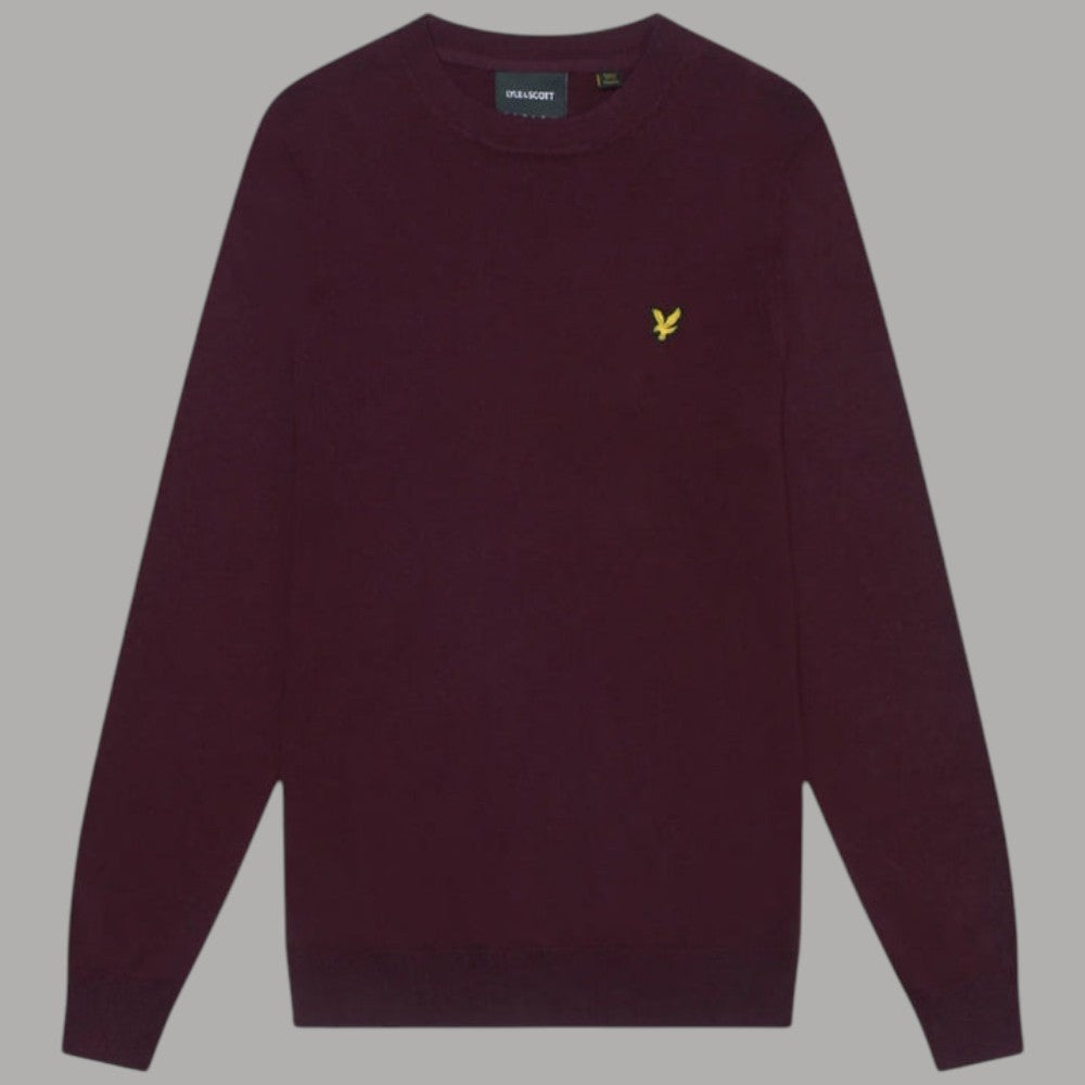 Maglione Lyle & Scott bordeaux a girocollo con logo ricamato