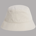 Cappello bucket beige con ampia tesa e cuciture a righe sul giro