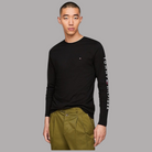 Maglia a maniche lunghe Tommy Hilfiger nera con logo sul petto