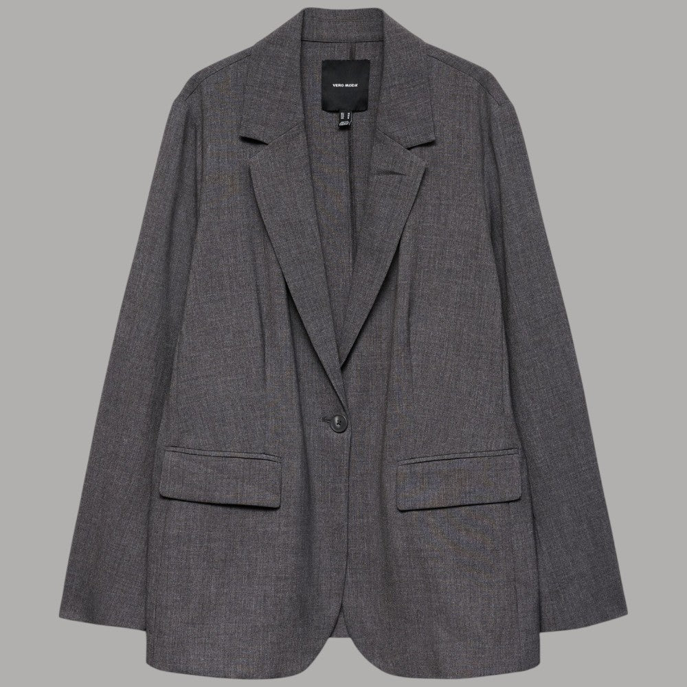 Blazer Vero Moda Texas in grigio con vestibilità loose fit, fantasia tono su tono e tasche frontali
