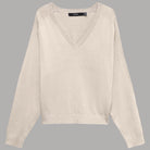 Pullover Vero Moda Holly Karis con scollo a V e polsini a coste, beige.