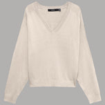 Pullover Vero Moda Holly Karis con scollo a V e polsini a coste, beige.