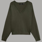 Pullover Vero Moda Holly Karis con scollo a V e polsini a coste in colore verde oliva