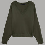 Pullover Vero Moda Holly Karis con scollo a V e polsini a coste in colore verde oliva