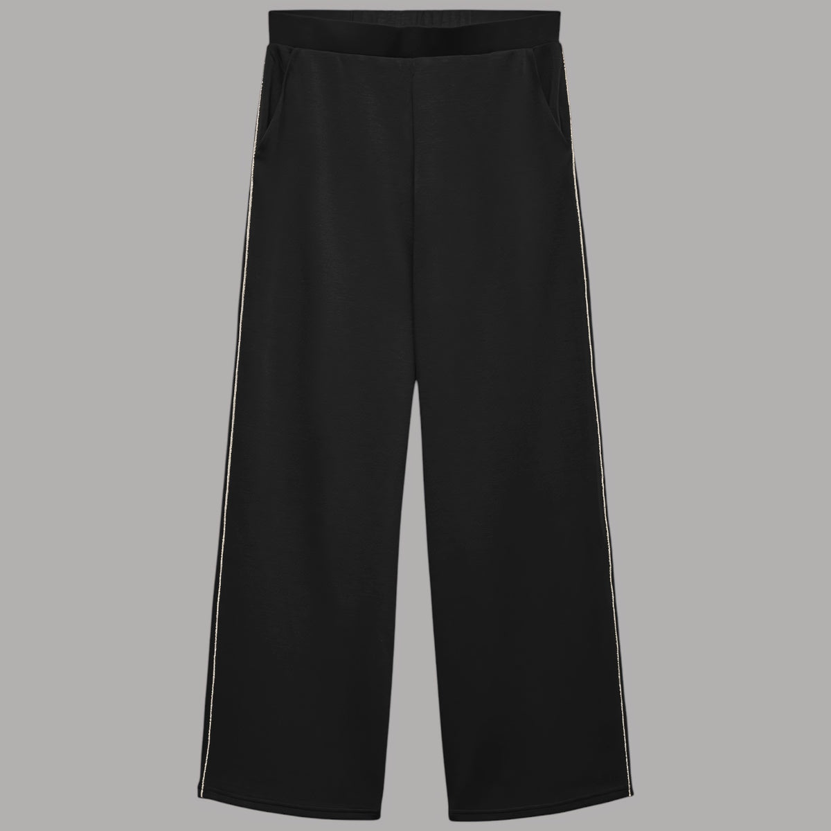 Vero Moda Leo vita alta pantaloni neri con dettaglio a contrasto
