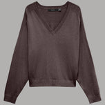 Vero Moda Pullover Holly Karis scollo V e polsini a coste in tessuto microtelato