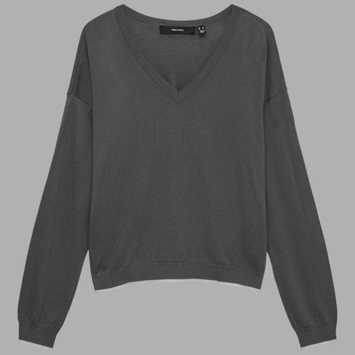 Vero Moda pullover grigio scollo a V maniche lunghe fantasia texture regular fit.