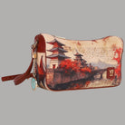 YNot borsa a spalla stampa città con dettagli rossi e texture in stile pittorico