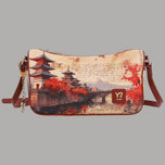 Borsa a spalla YNot Clutch stampa città rossa e beige con dettagli dorati