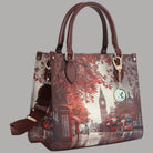 YNot Yes Bag small con stampa città e manici e tracolla in marrone