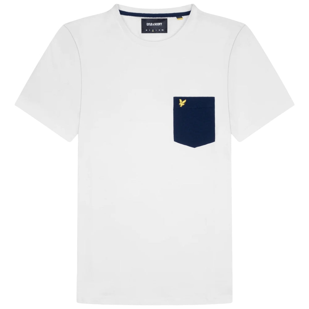 LyLe & Scott t-shirt bianca con taschino blu TS831VOG - Prodotti di Classe