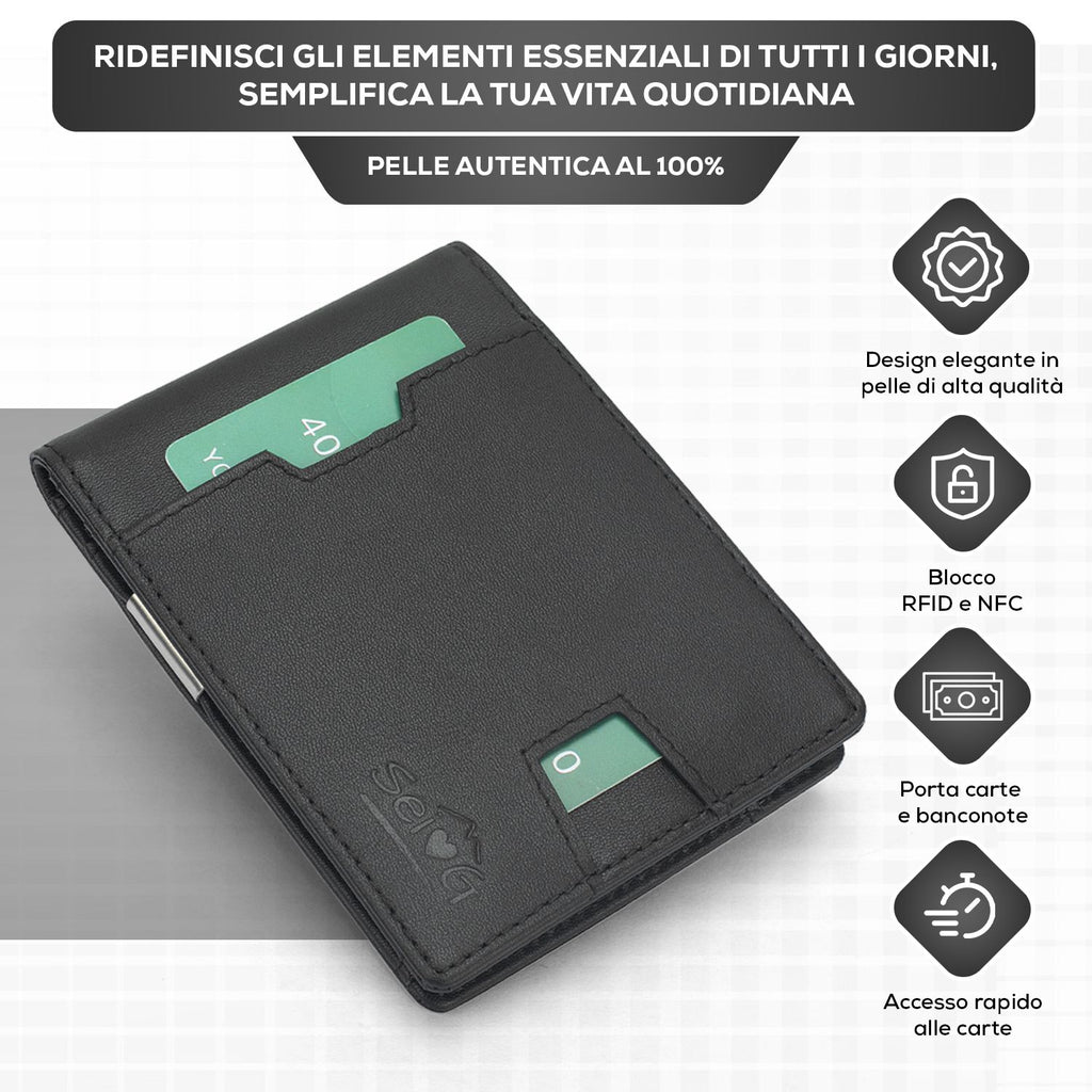 SEI G Portafoglio nero uomo portacarte blocco RFID - Prodotti di Classe
