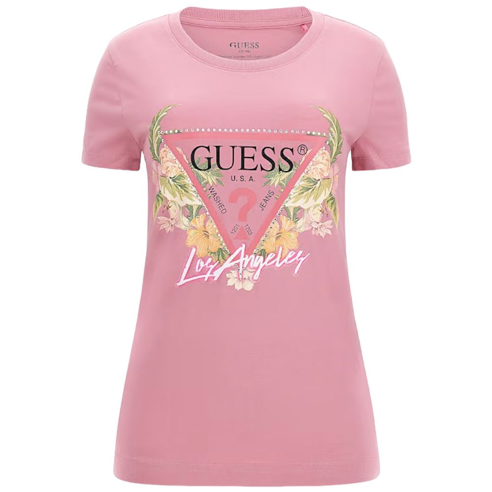 Guess t-shirt rosa Flowers W3GI41 J1314 - Prodotti di Classe