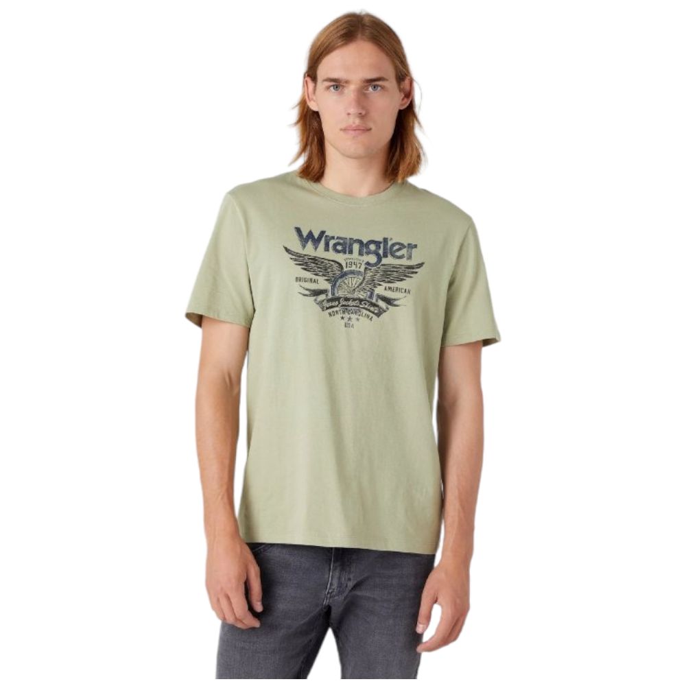 Wrangler t-shirt verde stampa America W70PEEG15 T-shirt Wrangler