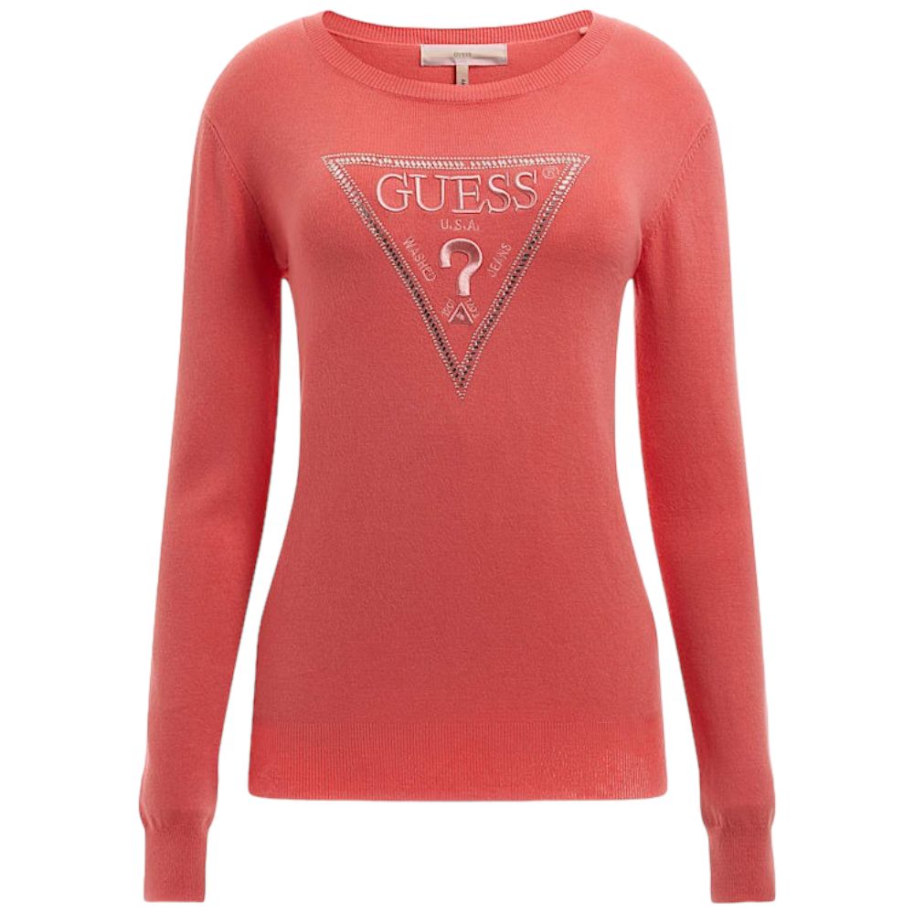 Guess maglioncino rosa Logo triangolo W3YR46 Z2NQ2 Maglieria Guess