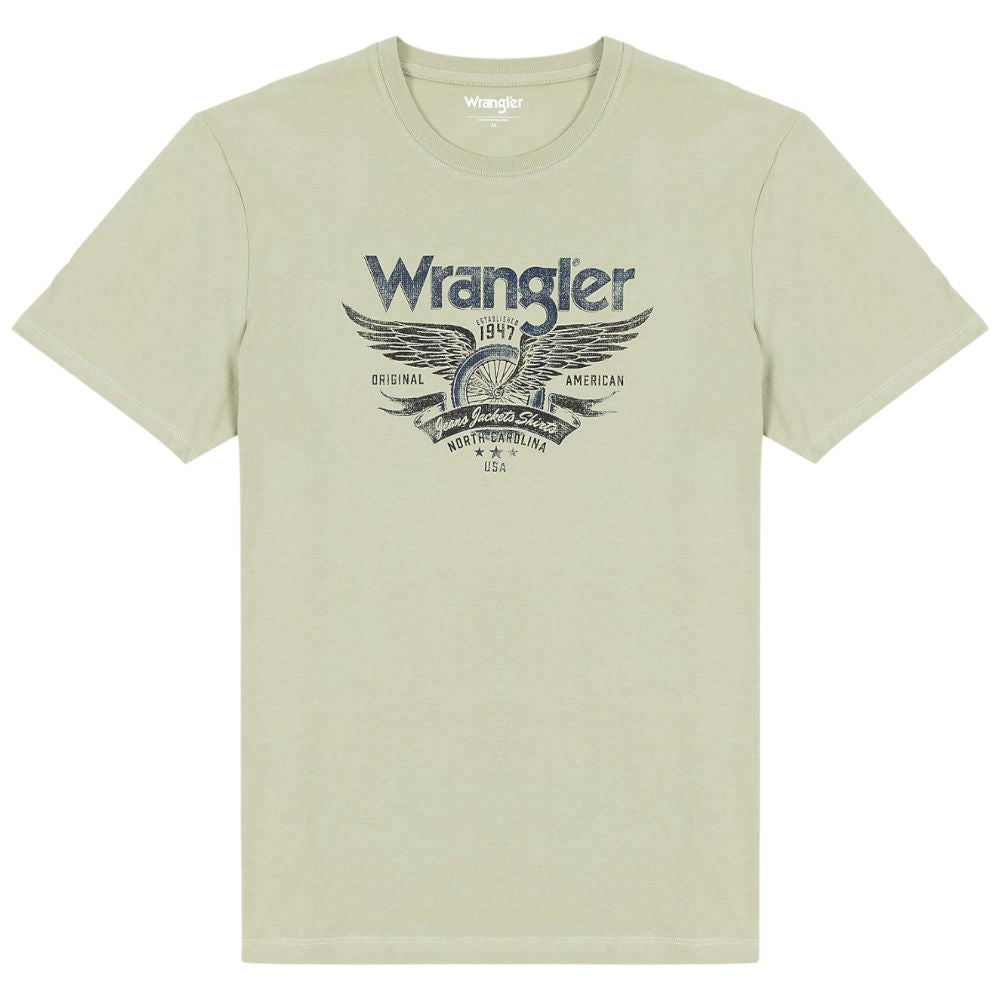 Wrangler t-shirt verde stampa America W70PEEG15 T-shirt Wrangler