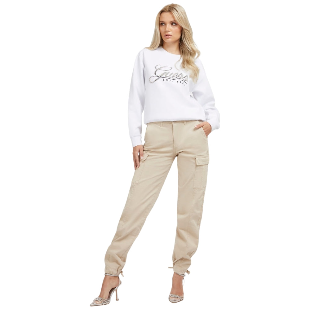 Guess felpa bianca logo strass W3YQ03 KB932 - Prodotti di Classe