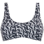 Top bikini Calvin Klein nero con stampa CK all-over, scollo a U e fascia imbottita