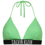 Bikini a triangolo verde con reggiseno liscio e fascia nera Calvin Klein