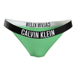 Slip bikini verde con fascia nera e scritta CALVIN KLEIN